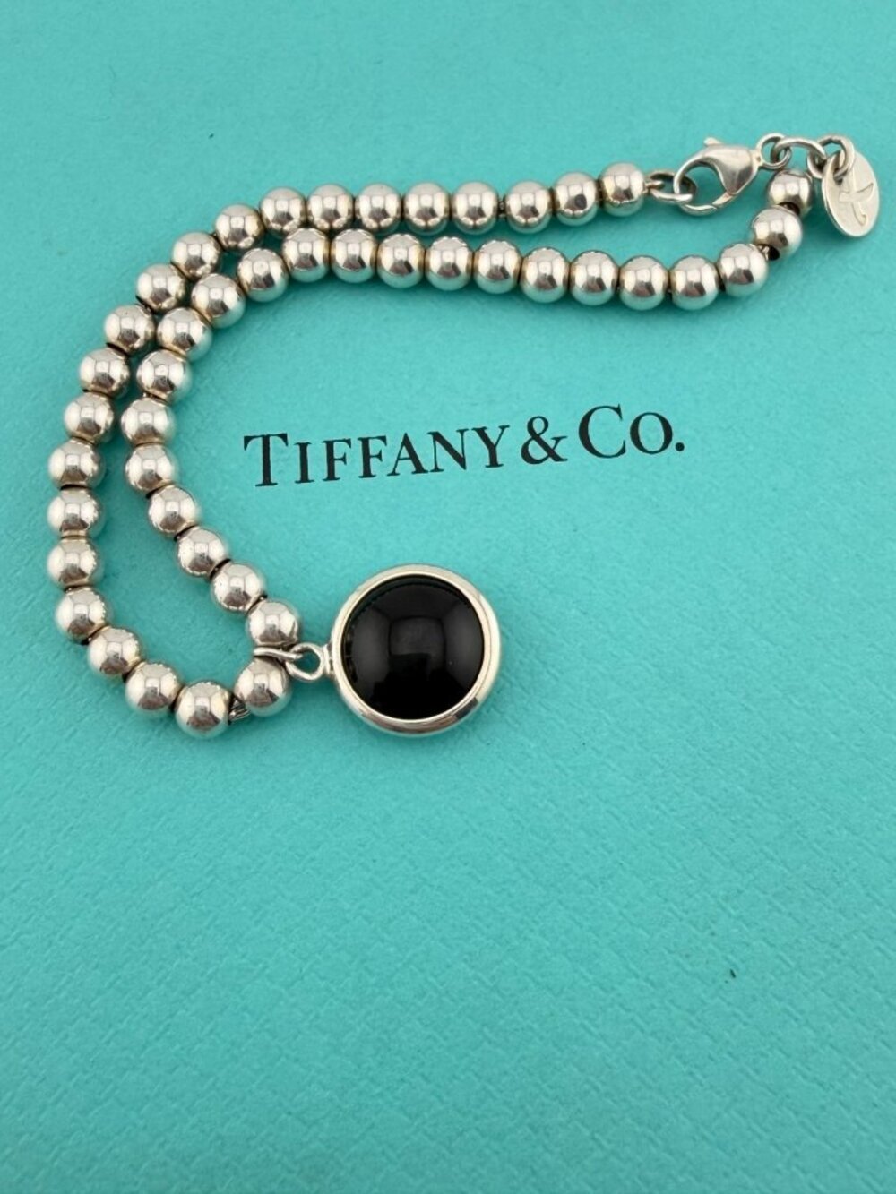 Tiffany & Co. Paloma Picasso Black Onyx Sugar Stack Bead Bracelet Silver 4mm